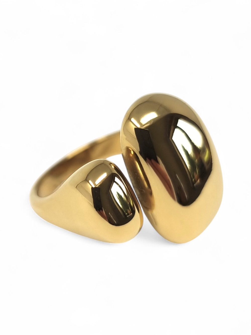New Anthropologie Golden Molten Metal Statement Ring ~ 18KGP Open Ring - Picture 2 of 15